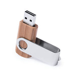 16GB USB flash drive, with twist mechanism, bamboo wood body and metal clip