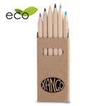 Set of 6 pencils in natural cardboard box with window