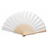 Fan with ribs in natural wood and polyester fabric