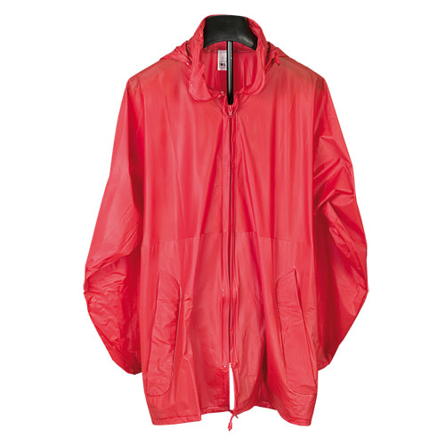 Raincoat in resistant PVC with heat-sealed finishing in a wide range of tones