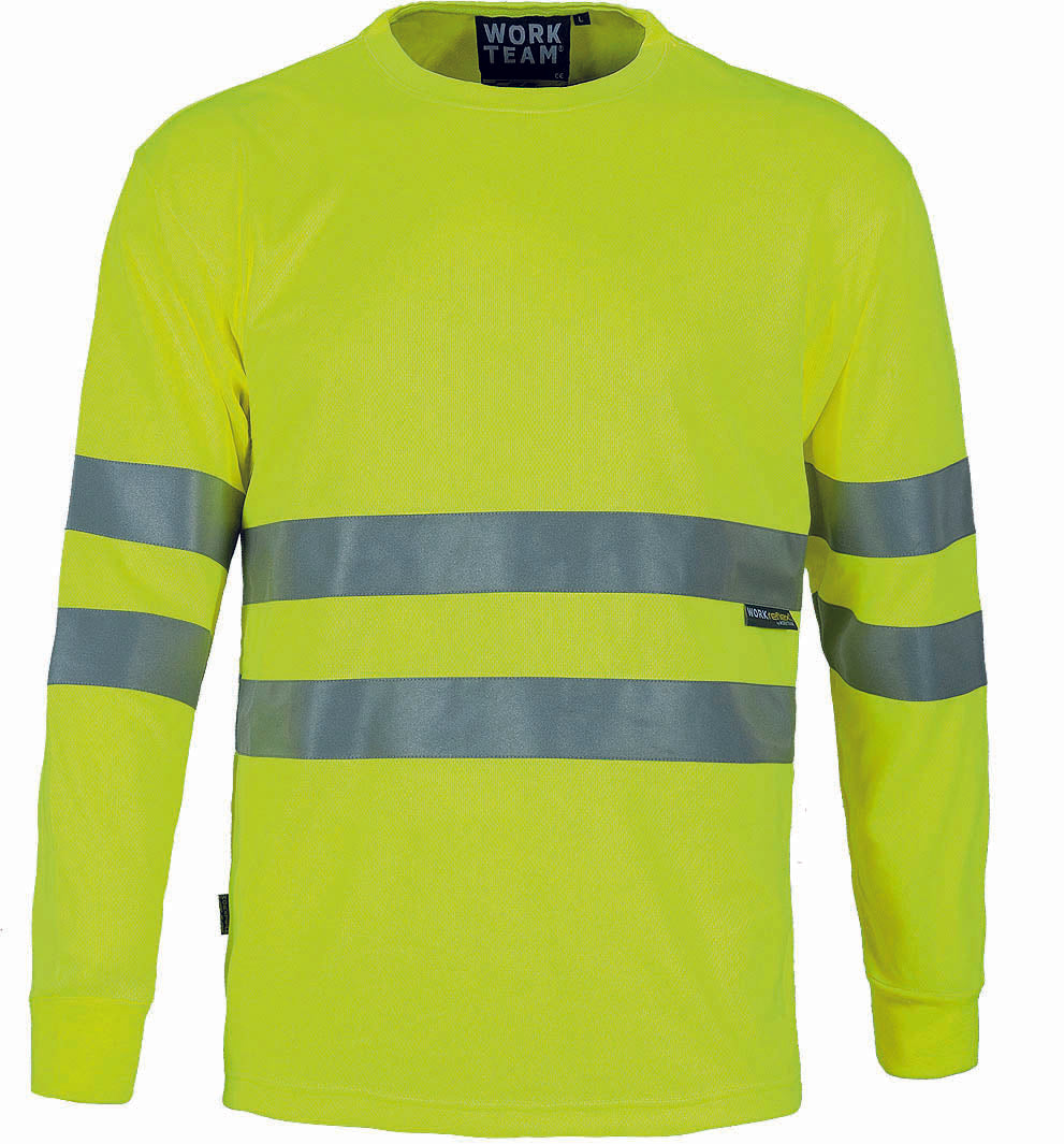 Long Sleeve T Shirts with high Visibility Stripes (EU Compliant)